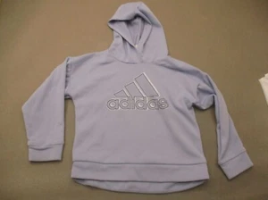 ADIDAS Size 6 Girls Blue Fleece Lined Stretch Warm Comfy Athletic Hoodie 655 - Picture 1 of 5
