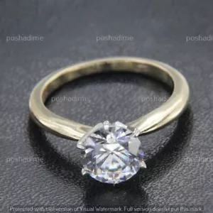 14K massiver Gelbgold 1 Kt zertifizierter im Labor gezüchteter Diamant Solitär Verlobungsring - Bild 1 von 8