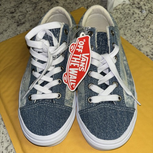 Scarpe Vans Giovani 3 Sneakers Skateboard Lavaggio Acido Denim Tela Blu Lacciate TB4R
