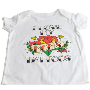 I Love Moms Tattoos Child Authentic Spencers Tshirt Novelty Crew Neck White - Picture 1 of 1