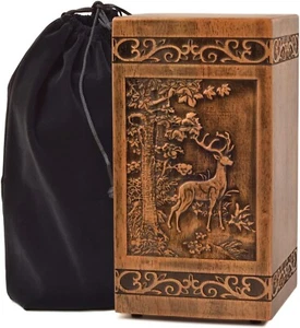 KIMNAG Wooden Cremation Urn for Human Wood Ashes Decorative Box Funeral Urns - Picture 1 of 16