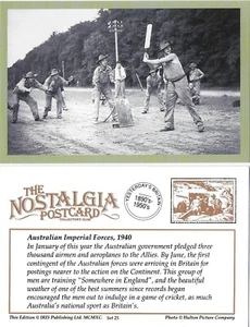 Postal Segunda Guerra Mundial Cricket Ejército Australiano Campo de Entrenamiento Inglaterra 1940 - Nostalgia - Imagen 1 de 3