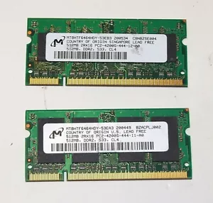 LAPTOP MEMORY MICRON 512MB 2RX16 PC-2 4200S PAIR OF CHIPS - Picture 1 of 1