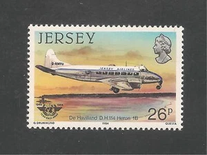 Jrsey #338 (A72) VF MNH - 1984 26p De Havilland Heron 1B Plane - Picture 1 of 1