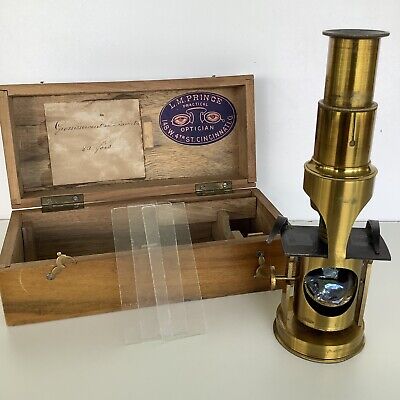 Antique Victorian Pocket Microscope Brass Barrel With Wood Case • 67.16$