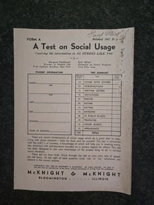 A Test On Social Usage Revised 1947 McKnight & McKnight Test Booklet Form A GD - Picture 1 of 5