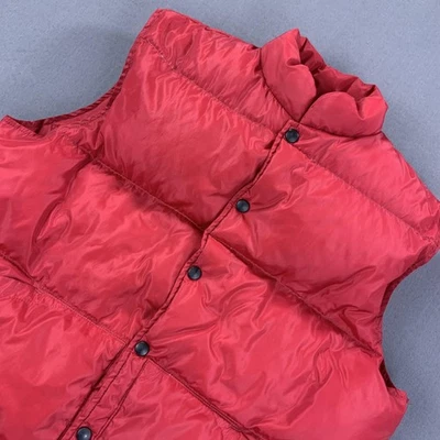 Lands' End Vest Large Red Goose Down Puffer Snap Front Quilted Nylon - Image 1 of 4