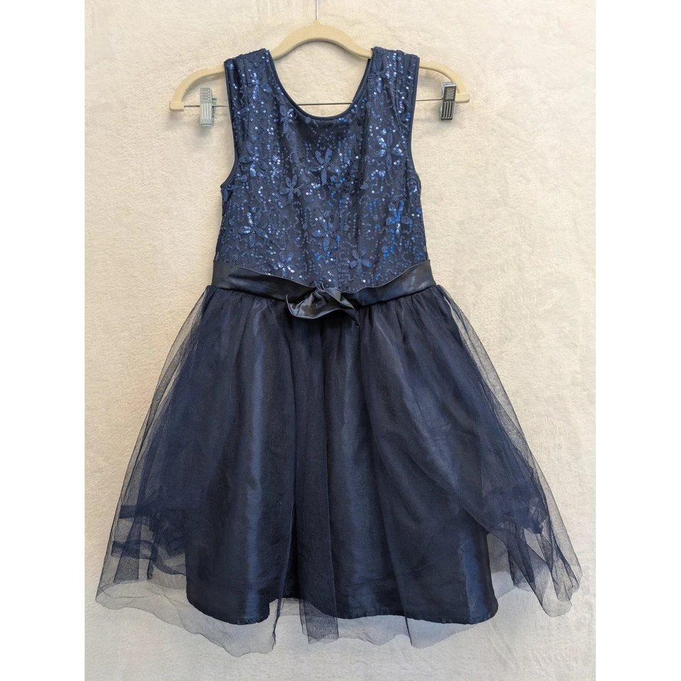 Zunie темно-синий блестки тюль платье девочек размер 12 - Изображение 1 из 4
