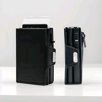 Men's BLACK front Pocket Pop Up RFID Blocking Wallet For Men Slim Card Holder  - Image 1 of 4