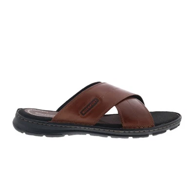 Sandálias Rockport Darwyn Cross Band CH1925 Masculina Couro Marrom Slides Sapatos 14 - Imagem 1 de 4