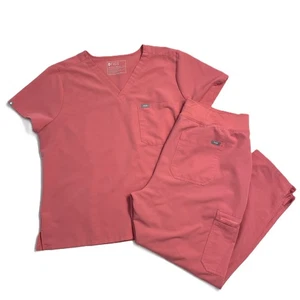 Figs Scrub Set Women's Sz XXL 2XL Yola Pants Catarina Top Salmon Pink ? Stretch - Picture 1 of 20
