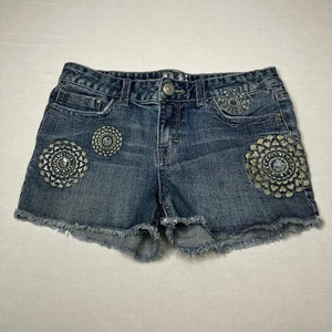 P.S. From Aeropostale Girls Shorts Embroidered Flowers Sequins Frayed Hem Cotton - Picture 1 of 11