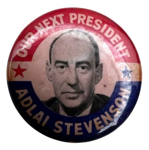 Pulsante spilla campagna presidenziale Adlai Stevenson originale 1956 1,25" - Foto 1 di 2