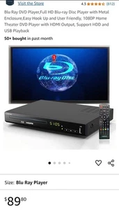 HD Blu-Ray Disc Player for TV with HDMI and AV Cables, 1080P, Built-in PAL NT... - Picture 1 of 3