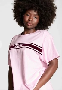 NWT Victoria's Secret PINK campus cotton t-shirt tee top Large - Picture 1 of 3