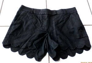 Pantalones cortos J Crew para mujer 8 negros mezcla de lino tiro medio dobladillo de vieira H282 - Imagen 1 de 5
