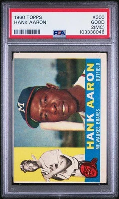 1960 Topps Béisbol Hank Aaron #300 Milwaukee Braves PSA 2mc Foto 1 de 2