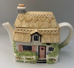 Keramik Cottage Teekanne mit Deckel Landhaus Made in Philippines - Bild 1 von 12
