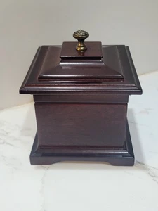 Vintage Bombay Company Mahagoni Holz Spieluhr Ring Schmuckkästchen grün Samt gefüttert - Bild 1 von 10