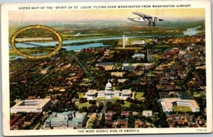 Avión hermana Spirit of St. Louis del aeropuerto de Washington DC de colección postal de lino B37 - Imagen 1 de 2