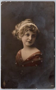 Postcard RPPC c1915 Studio Photo of Young Girl Color Tint by Paul Fink of Berlin - Picture 1 of 2