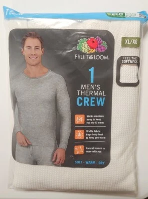 Camisa Fruit of the Loom Para Hombre Cuello Redondo Blanca Térmica Base Waffle Talla XL Foto 1 de 2