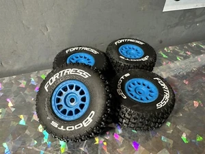 Arrma MOJAVE GROM dBoots 'FORTRESS' Glued Tire Set, Blue Teal Set 4 1/18 223s - Picture 1 of 3
