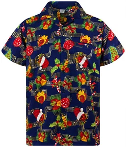 Funky Hawaiian Shirt Christmas Music Blue - Bild 1 von 7