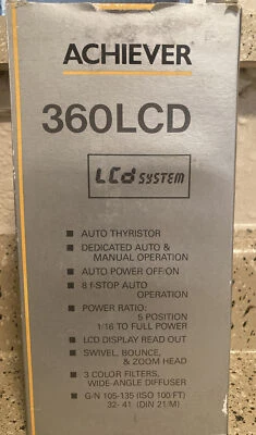 Achiever 360LCD Auto Thyristor Flash for Olympus BRAND NEW IN BOX - Image 1 of 4
