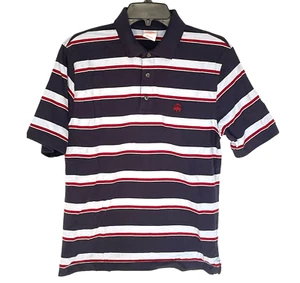 Brooks Brothers 346 Men's Polo Shirt M Blue Red Striped Cotton Golf Casual - Picture 1 of 4