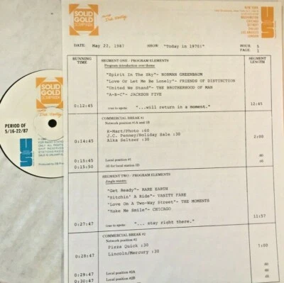 RADIO SHOW: 5/22/87 TODAY '70 MARMALADE, RAY STEVENS,GUESS WHO,NORMAN GREENBAUM - Image 1 of 2