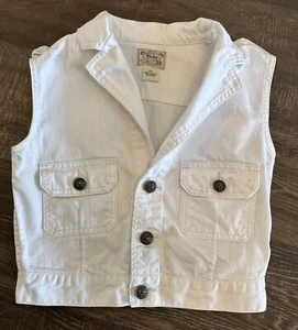 POLO RALPH LAUREN sleeveless white denim vest~girl's size 14~100% cotton~buttons - Picture 1 of 3