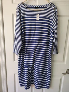 NWT Talbots Shift Dress Coastal Nautical 3/4” Sleeves Womens 2X Blue Stripe $129 - Picture 1 of 6