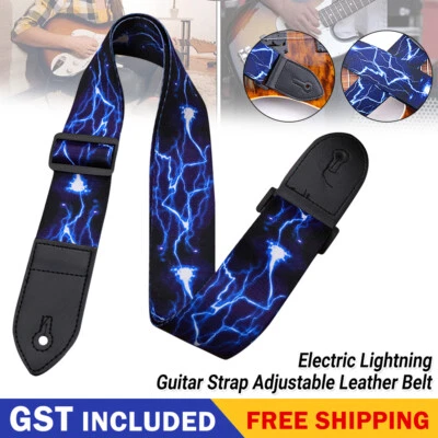 Guitar Strap Electric Lightning Adjustable Leather Belt Acoustic Electric Bass - image 1 of 4