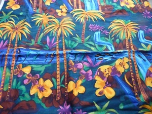 Tessuto Vintage Alexander Henry Palme Cascate Fiori Tropicali 43" x 1 yd - Foto 1 di 2