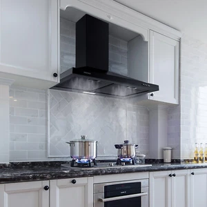30" Wall Mount Range Hood Kitchen Cooking Vent 3-Speed Black New Easy Clean - Picture 1 of 12