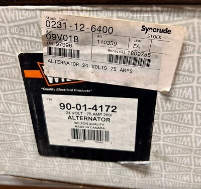 WILSON 90-01-4172 / 24V -75 AMP 26SI REMAN ALTERNATOR⚡SEE DESC FOR FIT⚡F S⚡ - Image 1 of 4