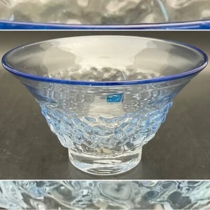 Amici Glass Ice Blue Hand Turned Small Center Bowl/Compote Italy 4"tall 7"dia - Picture 1 of 11