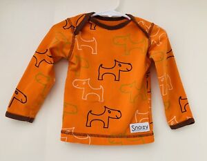 Snoozy baby 74 80 cm 9-12 mo orange dog print long sleeve shirt tee soft cotton
