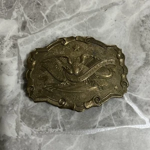Eagle 2nd Amendment Belt Buckle Gander Mountain Solid Brass Vintage 70s - Picture 1 of 3