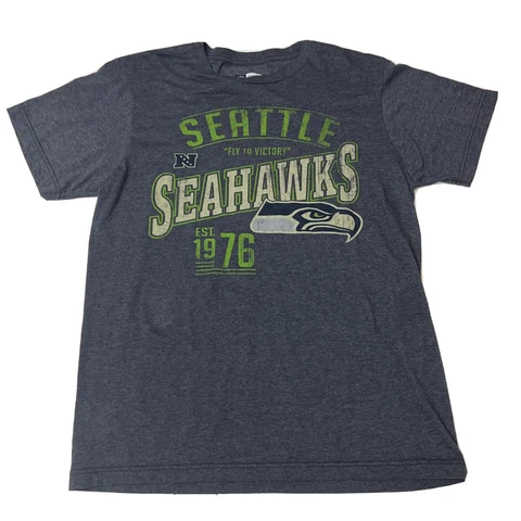 Seattle Seahawks NFL Team Apparel Mens, Ring Spun Soft, Blue Medium Cover