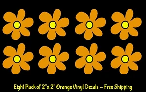 8 calcomanías de vinilo hippie flores naranja claro y amarillo de 2" vasos para computadora portátil con ventanas - Imagen 1 de 1