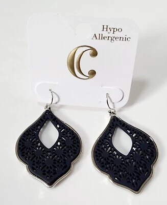 Charming Charlie подвеской/капли серьги кружева дизайн темно-синий J12-1333 - Изображение 1 из 3