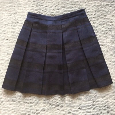 Vineyard Vines Women's Full Pleated Skirt Size 4 Blue Black Metallic Striped  - Изображение 1 из 4