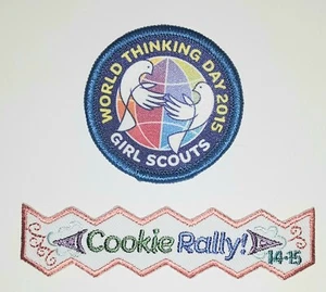 Girl Scout Patches 2014 2015 World Thinking Day and Cookie Rally Retired New - Picture 1 of 3