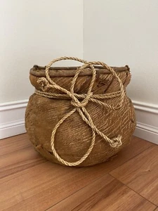Burlap Branch Rope Planter Basket Minimalist Raw Natural Decoration - Picture 1 of 7
