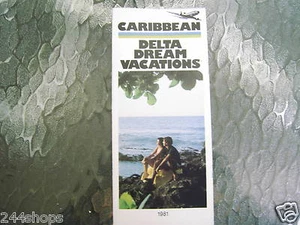VINTAGE DELTA AIR LINES - DREAM VACATION BROCHURE - CARIBBEAN 1981 - Picture 1 of 2