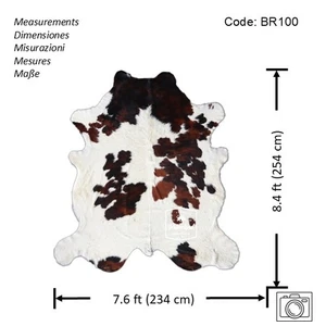 Cowhide Rug Tricolor High Quality Hair on Hide Size: X-Jumbo(XXL)BR100 - Picture 1 of 14