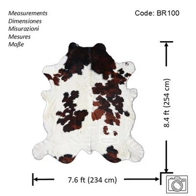 Cowhide Rug Tricolor High Quality Hair on Hide Size: X-Jumbo(XXL)BR100 - Image 1 of 4
