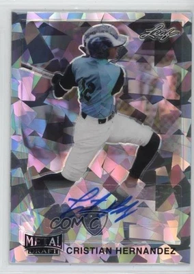 2021 Leaf Metal Draft 1990 Silver Crystals Cristian Hernandez #LA-CH1 Auto - Image 1 of 2